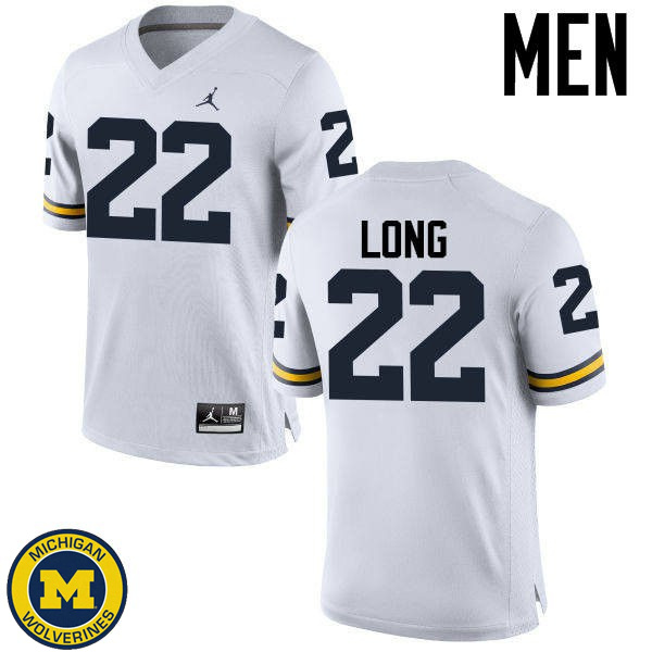 Men's Michigan Wolverines #22 David Long White Replica Stitch Jersey